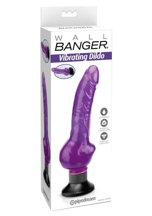 Wall Bangers Vibrating Dildo 9in - Purple - Image 2