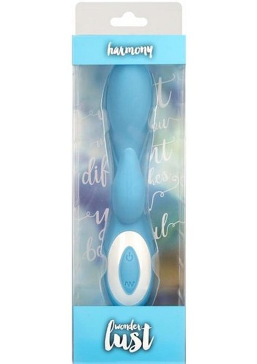 Wonderlust Harmony USB Rechargeable Silicone Dual Vibe Waterproof Blue - Image 2