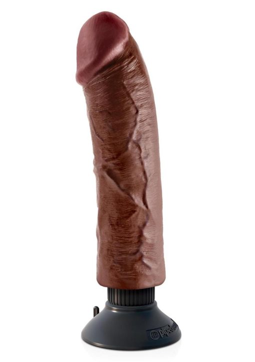 King Cock Vibrating Realistic Dildo Waterproof Brown 8 Inch - Image 3