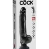 King Cock Vibrating Realistic Dildo With Balls Waterproof Black 9 Inch - Image 2