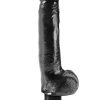 King Cock Vibrating Realistic Dildo With Balls Waterproof Black 9 Inch - Image 3