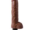 King Cock Vibrating Realistic Dildo With Balls Waterproof Brown 10 Inch - Image 3