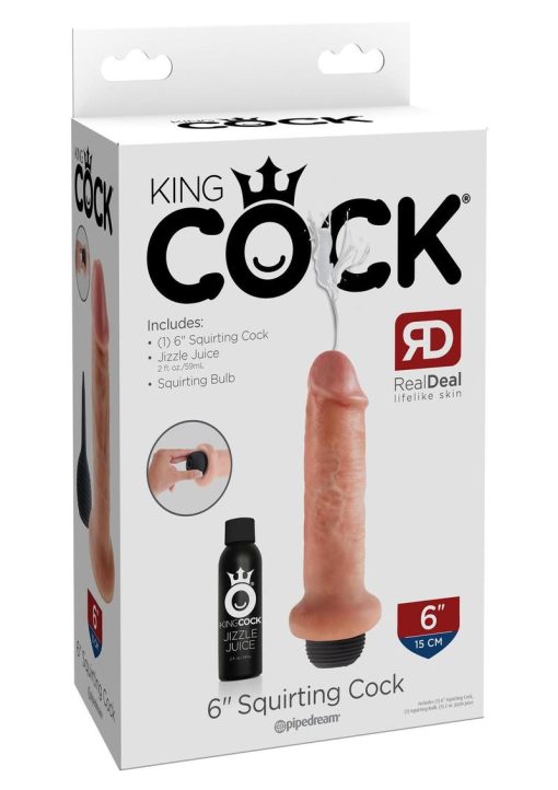 King Cock Squirting Dildo Kit Flesh 6 Inches - Image 2