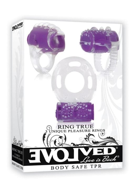 Ring True Cock Ring Set Clear And Purple - Image 2