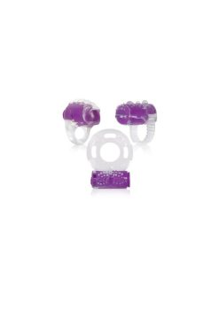 Ring True Cock Ring Set - Clear and Purple