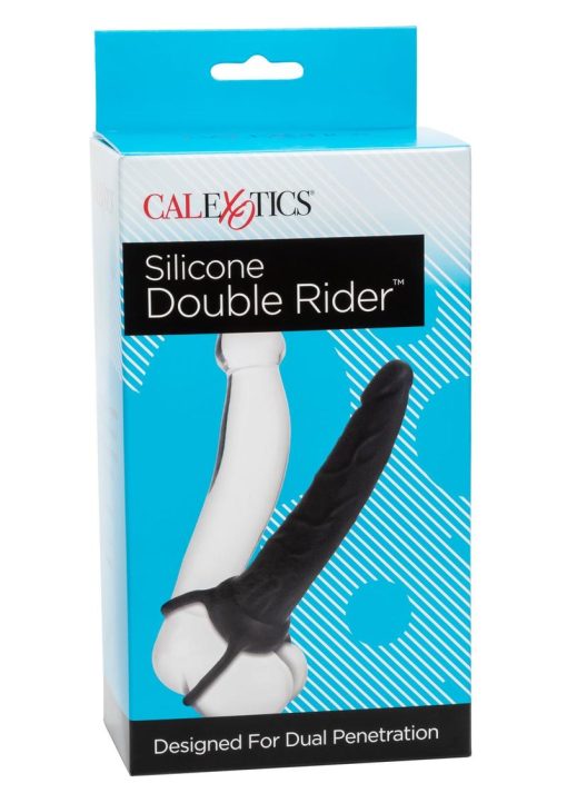 Silicone Double Rider Dildo Cockring Black - Image 2