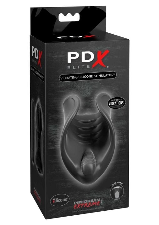 PDX Elite Vibrating Silicone Stimulator Stroker Black - Image 2