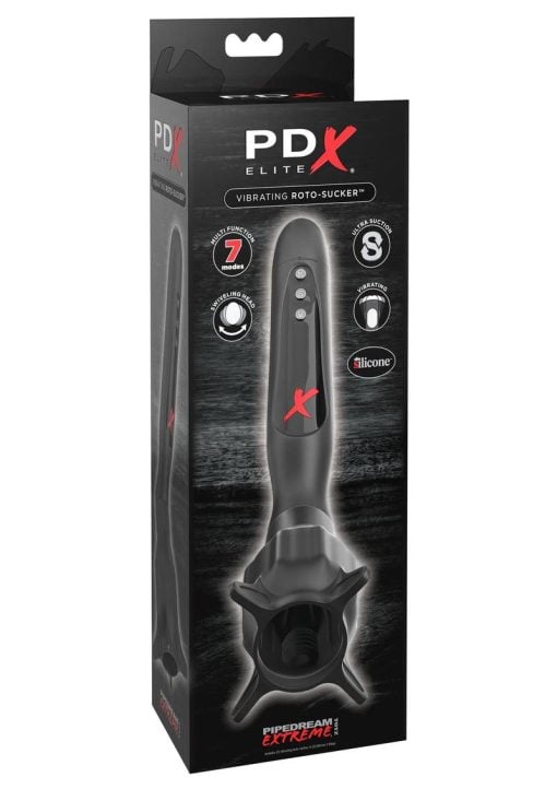 PDX Elite Vibrating Roto-Sucker Silicone Masturbator Black - Image 2