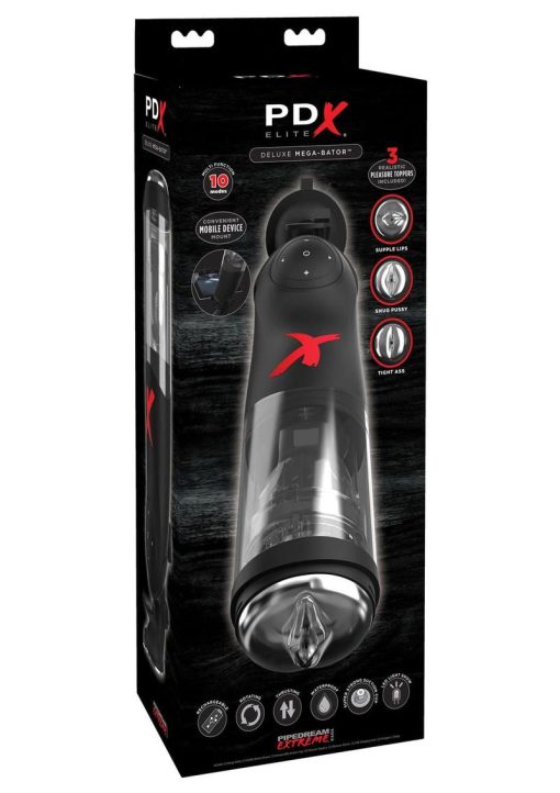 PDX Elite Deluxe Mega-Bator Rechargeable Thrusting Masturbator Waterproof Black - Image 2