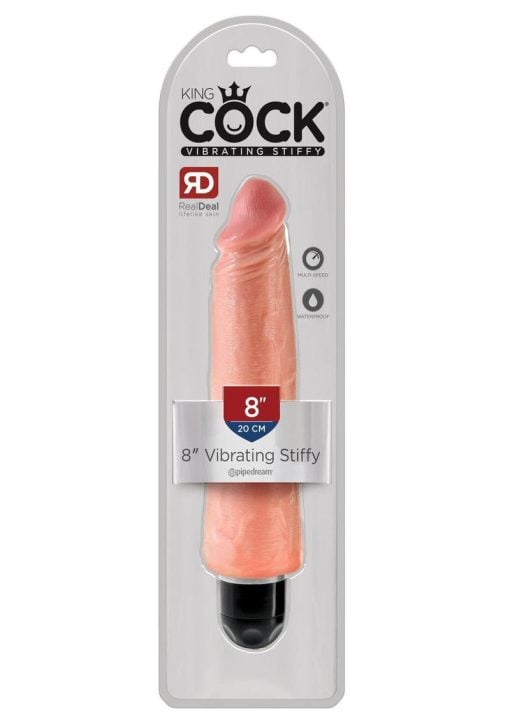 King Cock Vibrating Stiffy Realistic Dildo Waterproof Flesh 8 Inch - Image 2