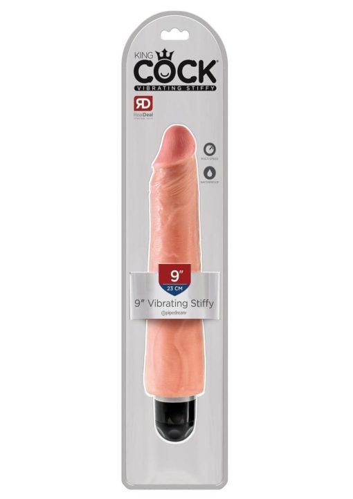 King Cock Vibrating Stiffy Realistic Dildo Waterproof Flesh 9 Inch - Image 2