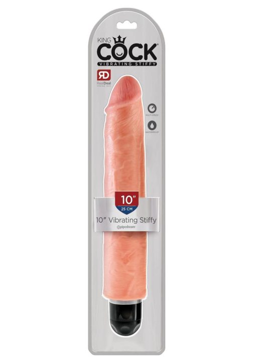 King Cock Vibrating Stiffy Realistic Dildo Waterproof Flesh 10 Inch - Image 2