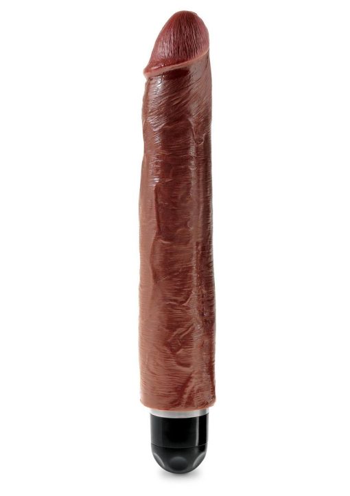 King Cock Vibrating Stiffy Dildo 10in - Chocolate