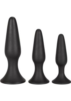 Silicone Anal Trainer Kit Black 3 Sizes