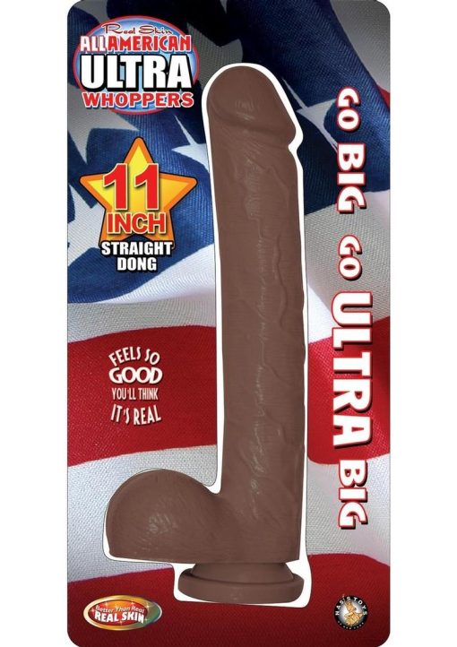 All American Ultra Whoppers Realistic Curved Dong Waterproof Brown11 Inch - Image 2
