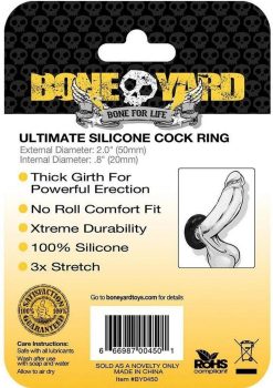 Boneyard Ultimate Silicone Cock Ring 2in - Black