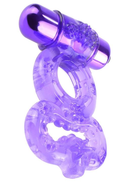 Fantasy C-Ringz Vibrating Infinity Super Ring Textured Cockring Waterproof Purple - Image 3