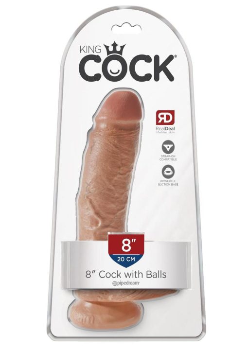 King Cock Realistic Dildo With Balls Tan 8 Inch - Image 2