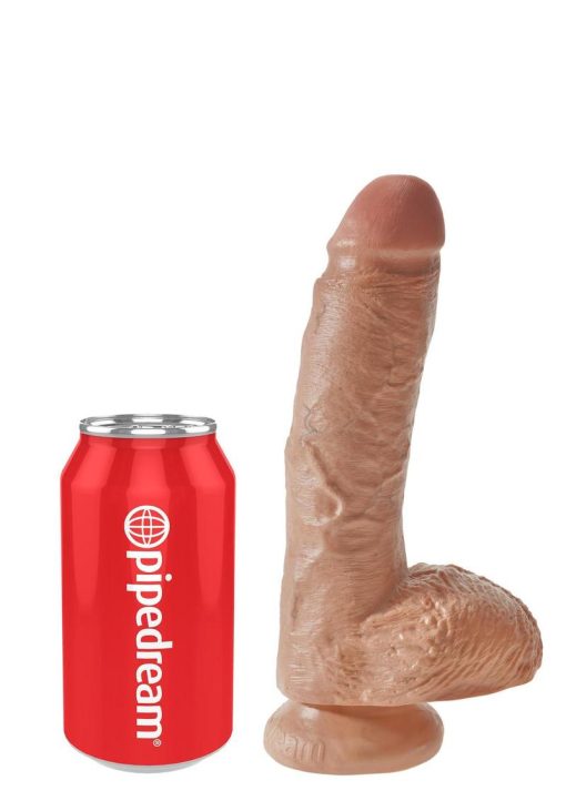 King Cock Realistic Dildo With Balls Tan 8 Inch - Image 3