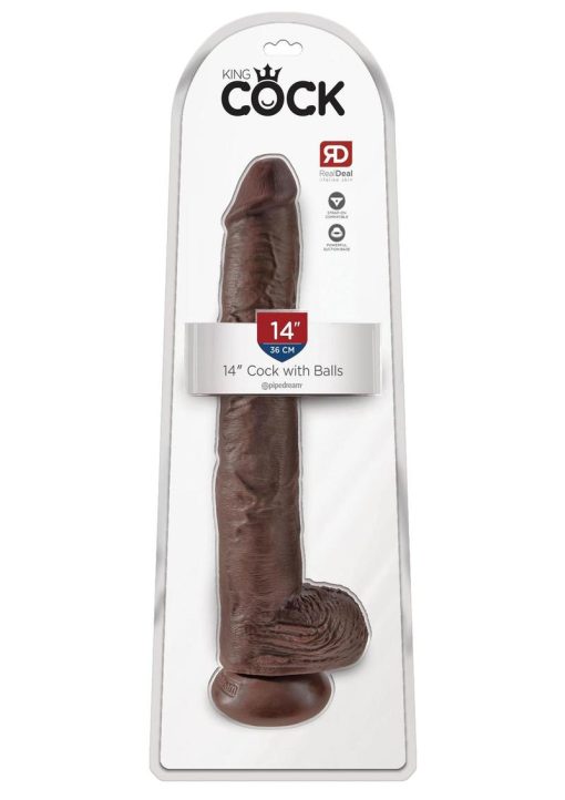 King Cock Realistic Dildo With Balls Brown 14 Inch - Image 2