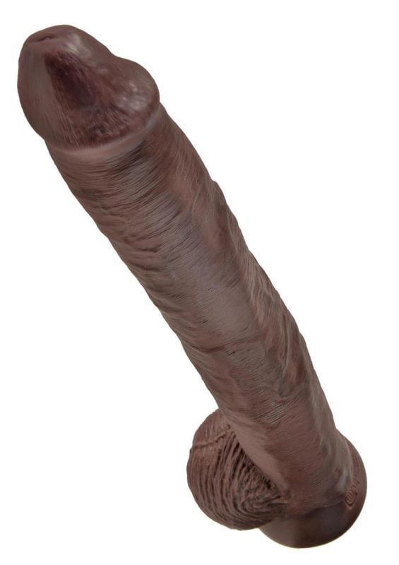 King Cock Dildo with Balls 14in - Chocolate