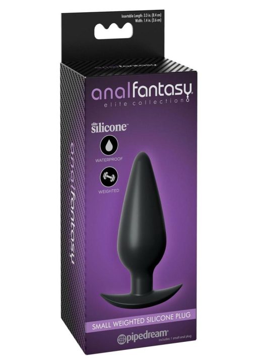Anal Fantasy Elite Collection Small Weighted Silicone Plug Waterproof Black 4.1 Inch 4.4 Ounce - Image 2