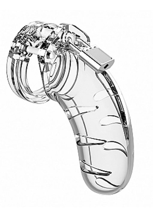 Man Cage Model 03 Male Chastity With Lock Clear 4.5 Inch - Image 2