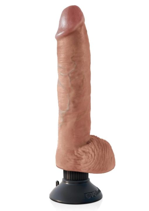 King Cock Vibrating Cock With Balls Waterproof Flesh 10 Inches - Image 3