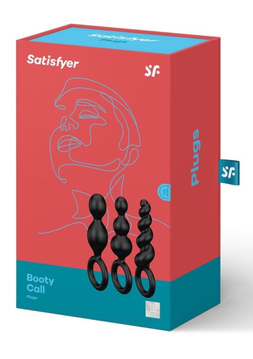 Satisfyer Plugs Silicone Textured Anal Plugs Black 3 Each Per Set - Image 2