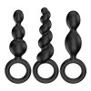 Satisfyer Plugs Silicone Textured Anal Plugs Black 3 Each Per Set - Image 3