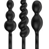 Satisfyer Plugs Silicone Textured Anal Plugs Black 3 Each Per Set - Image 4