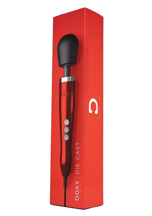 DOXY Die Cast Plug-In Vibrating Wand Body Massager Metal Red - Image 2