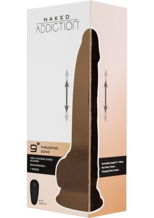 Naked Addiction Silicone Rechargeable Thrusting Dildo 9in - Vanilla - Image 2