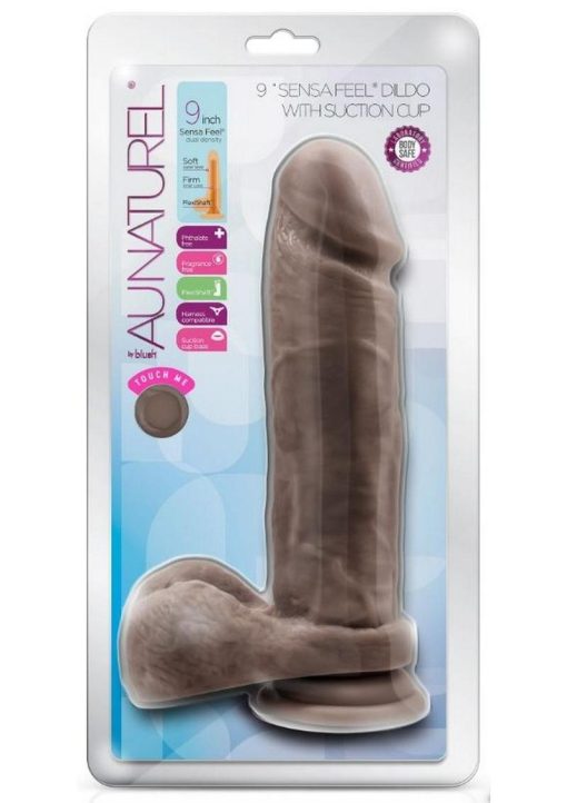 Au Naturel Dildo With Balls 9.5in - Chocolate - Image 2