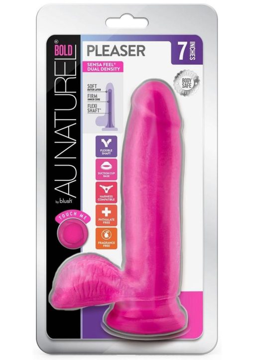 Au Naturel Bold Pleaser Dildo 7  inch Suction Cup Non Vibrating Pink - Image 2