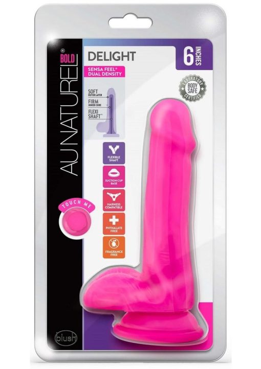 Au Naturel Bold Delight Dildo 6 inch Suction Cup Non Vibrating Pink - Image 2