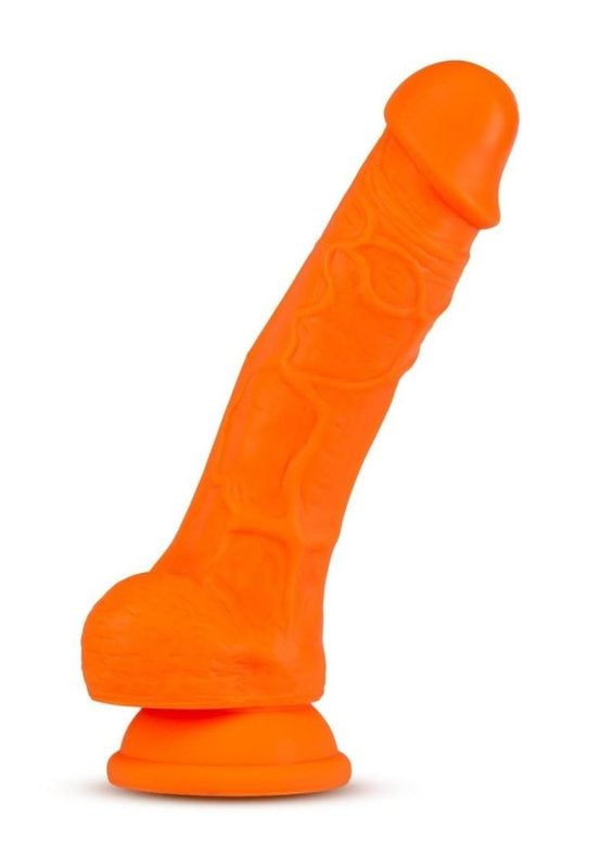 Neo Elite Silicone Dual Density Dildo with Balls 7.5in - Neon Orange