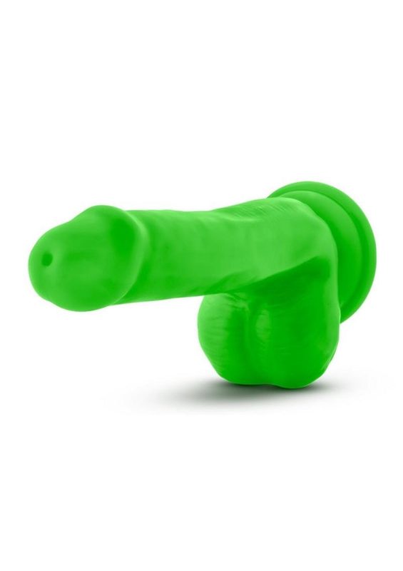 Neo Elite Silicone Dual Density Dildo with Balls 6in - Neon Green