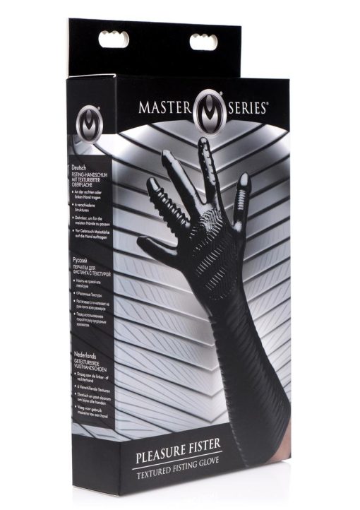 Master Seriess Extra Long Textured Fisting Glove Black 15.5 Inches - Image 2