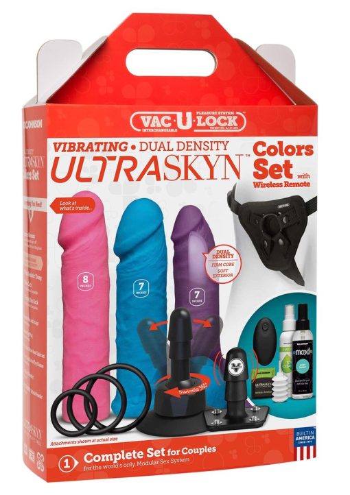 Vac-U-Lock Vibrating Dual Density Ultraskyn Colors Set With Remote Control - Image 2