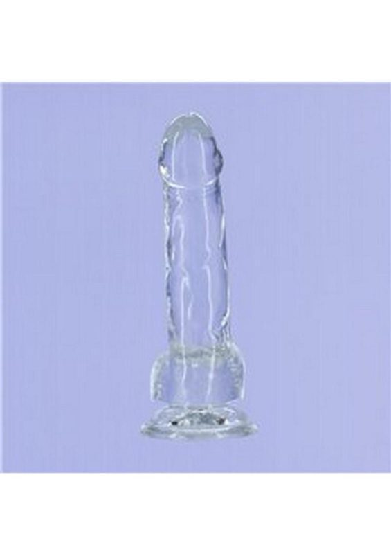 Crystal Addiction Dildo with Balls 7in - Clear