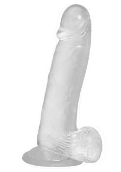 Crystal Addiction Dildo with Balls 8in - Clear