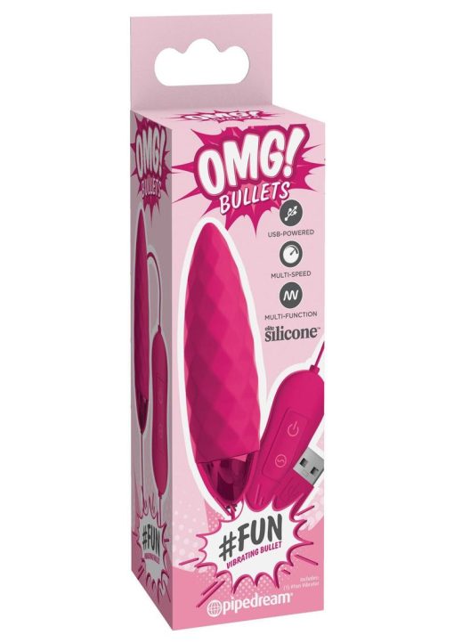 OMG Bullets Fun Vibrating Bullet Multi Function Rechargeable Silicone Pink - Image 2