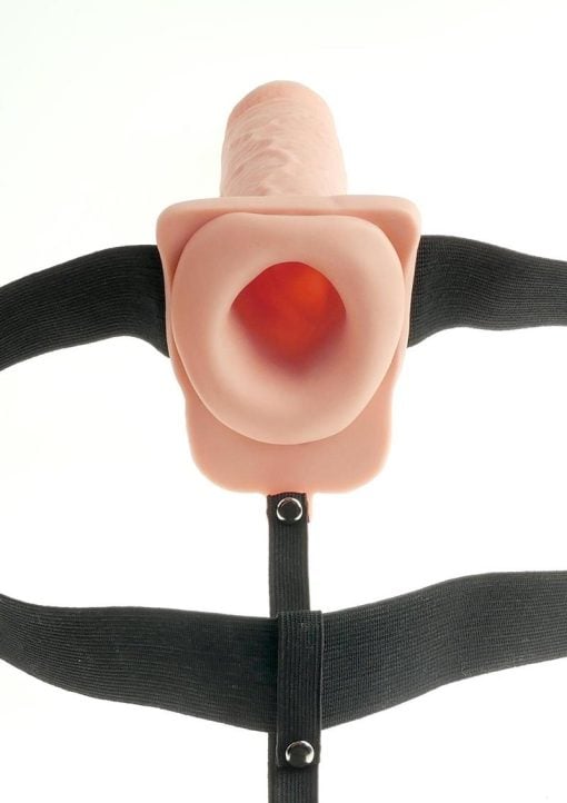 Fetish Fantasy Hollow Rechargeable Strap-On With Balls Flesh 7 Inches - Image 3