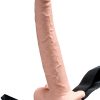 Fetish Fantasy Series Hollow Rechargeable Strap-On Dildo with Balls and Harness 9in - Vanilla