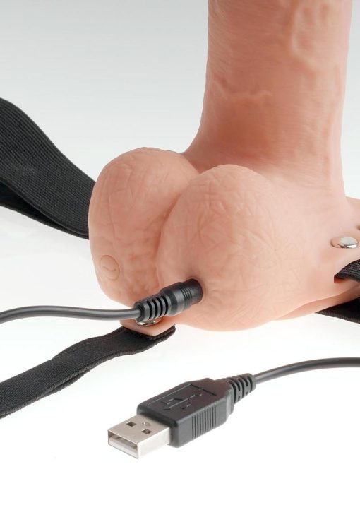 Fetish Fantasy Hollow Rechargeable Strap-On With Balls Flesh 9 Inches - Image 3
