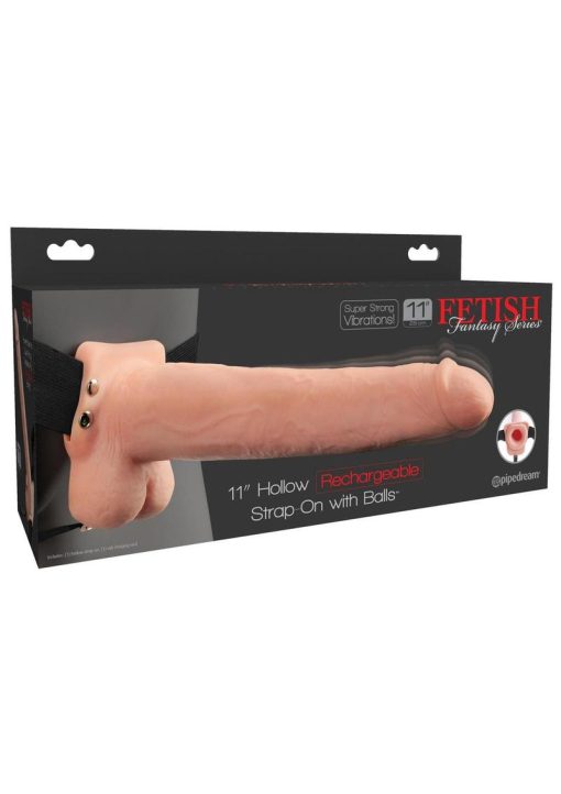 Fetish Fantasy Hollow Rechargeable Strap-On With Balls Flesh 11 Inches - Image 2