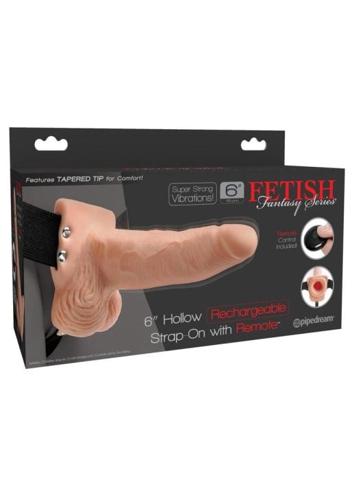 Fetish Fantasy Hollow Rechargeable Strap-On With Remote Control Flesh 6 Inches - Image 2