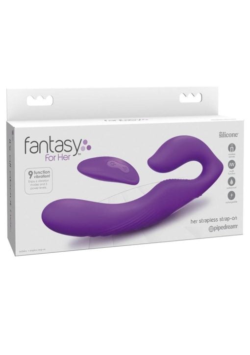 Fantasy For Her  Her Ultimate Strapless Strap on Multi Function Wireless Remote Waterproof Rechargeable Purple - Image 2