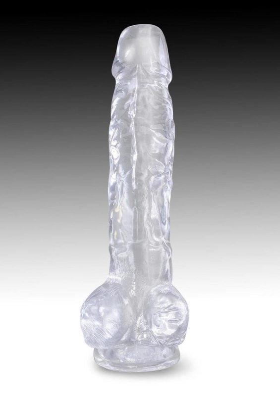 King Cock Clear Dildo with Balls 8in - Clear